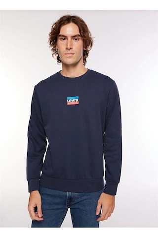 Bisiklet Yaka Mavi Erkek Sweatshırt A2824-0006 Lacivert