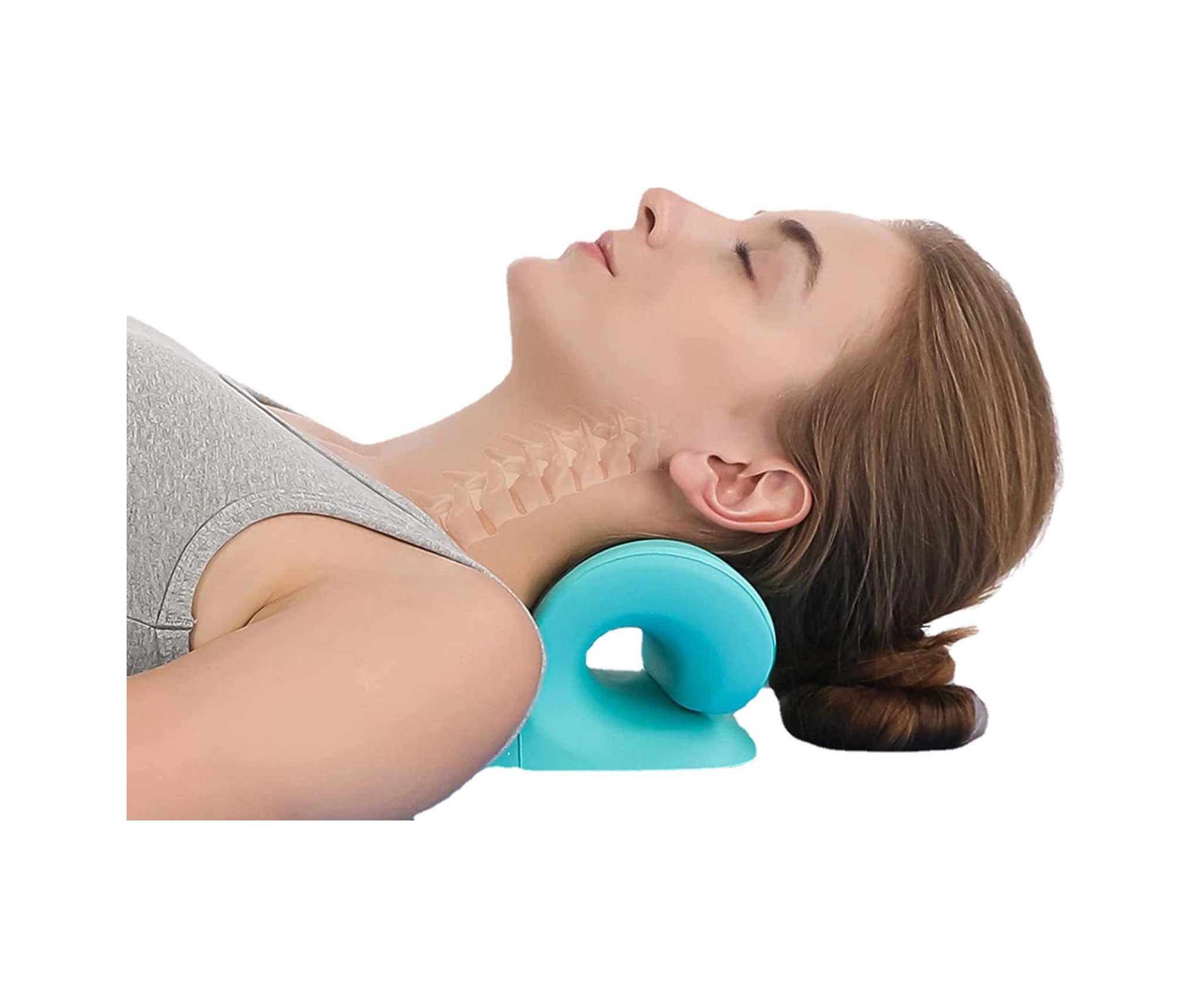 Lemestar Mavi Boya Kollu Boyun Egzersiz Cihazı, Boyun Ağrısı Giderici, Boyun Ve Omuz Kaslarını Gevşeten, Doğal Boyun Eğrisini Geri Yükleyen Masajlı Boyun Stretcher Yastığı Mavi