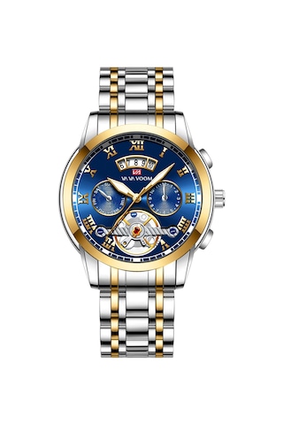 Skycity Kuvars Kol Saati - İthal Hareket, Derin Su Geçirmezlik, Dayanıklı Cam, Parlak Işıklandırma Ve Paslanmaz Çelik Kayış Altın