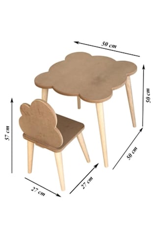 Boyanabilir Ahşap Mdf Kare Çocuk Oyun Aktivite Masa Sandalye Seti Ahşap