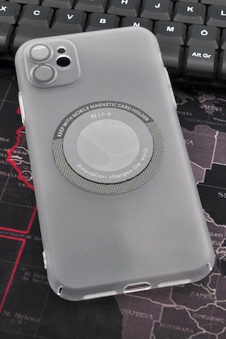Apple Uyumlu iPhone 11 Uyumlu Beyaz Renkli Yarı Şeffaf İnce Sert Kapak Kılıf Kamera Lens Korumalı Beyaz -