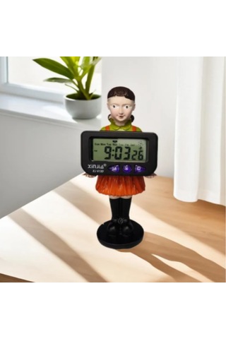 Gajeena Kore Dizi Enstitüsü Resin Dekoratif Dijital Saat, Koleksiyonerler İçin Dayanıklı Masaüstü Aksesuar Pil Hariç Siyah