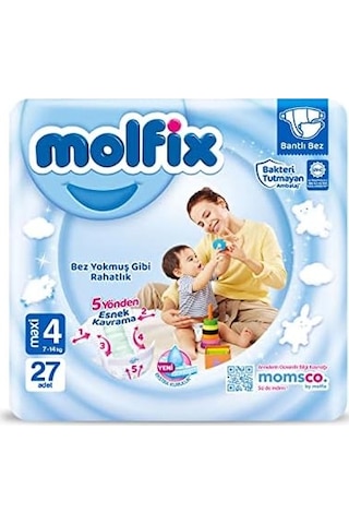 Molfix Bebek Bezi 3d Maxi 4 Beden İkiz 27 Adet, Çok Renkli Acı Kahverengi