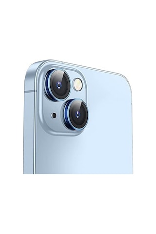 14/14 Plus, Safir Cam Kamera Metal Lens Koruyucu, Bllk, Koyu Mavi