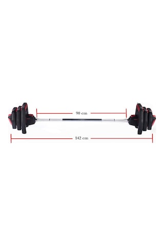 Avec Profesyonel Halter Seti ve Ağırlık Barı 20 KG Kırmızı