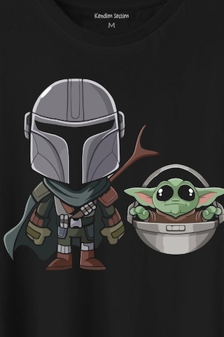 Baby Yoda Mando Figür The Mandalorian Bebek Yoda Star Wars Baskılı Tişört Unisex T-shirt 001