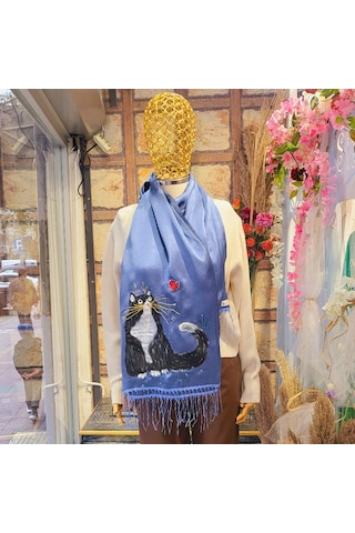Shules Collection Mavi Şal Da Plotonik Kedi