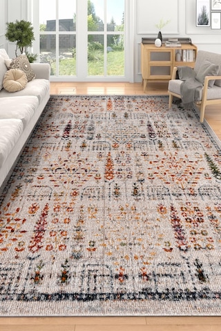 Arkaik Halı Koleksiyonu Zamansız Dokulu Desen, Tozumaz, Kolay Temizlik, İnce Form Çok Renkli