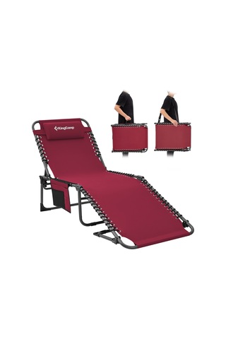 Kingcamp Berlin Classic Comfort Lounge 5 Kademeli Katlanır Şezlong Ve Kampet Wine Kırmızı