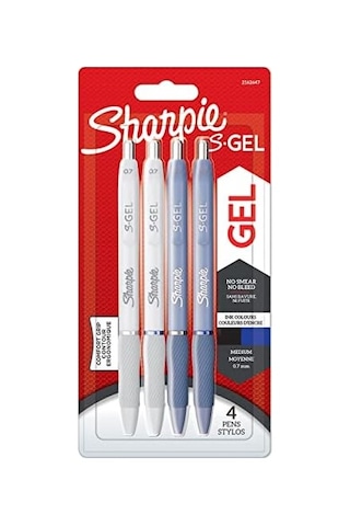 S-gel Jel Kalem 0.7 Mm Uç, Buz Mavisi & Beyaz İnci 4&apos Lü Paket, Siyah & Mavi Mürekkep 124-Pembe