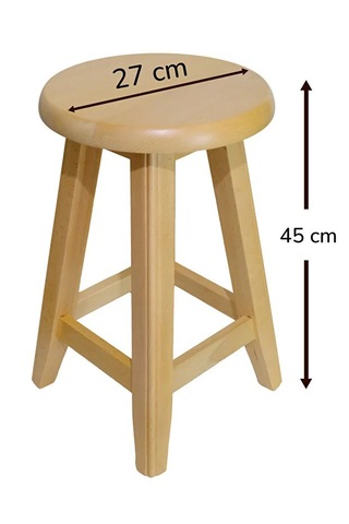Ahşap Tabure Naturel Rengi 45 Cm