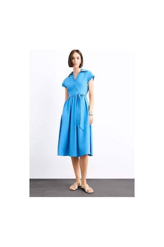 Defacto Terry Cotton Kısa Kollu Kemerli Midi Elbise G0392ax25smbe723 Mavi