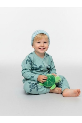Zekids Erkek Çocuk Kaplumbağa Desenli Pamuklu Pijama Takımı 6-9 Ay 6 Yaş Aralığı -16846 Mint