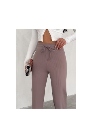 Dechival Kadın Bol Paça Fitilli Pantolon Yazlık Wide Leg Eşofman Altı Gül