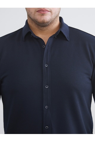 Lcw Vision Lacivert Büyük Beden Slim Fit Uzun Kollu Erkek Gömlek