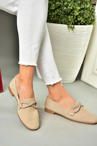 Fox Shoes S250410204 Ten Triko Kumaş Kadın Babet Ten Rengi