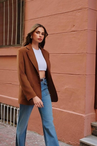 Kadın Kahverengi Süet Blazer Ceket