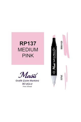 Masis Twin Çift Uçlu Marker Kalemi 137 Medium Pink