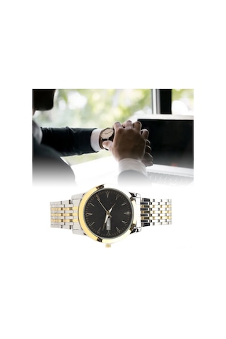 Xindoker Erkekler İçin Akıllı Kuvars Kol Saati, İki Takvimli, Su Geçirmez, Parlak İşlevli, Gümüş Renkli Çelik Kordon, İş Ve Günlük Kullanım Altın