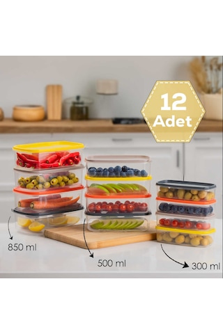 Porsima 1001 Dikdörtgen Plastik Saklama Kabı Seti 12'li