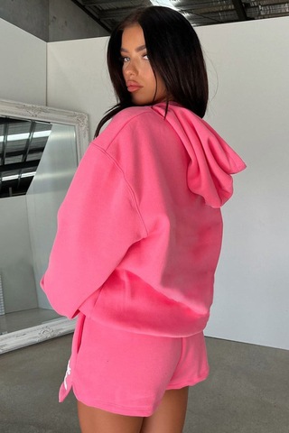 Thatsofetch Sweatshirt - Pembe Baskılı Oversize Kapüşonlu Pembe