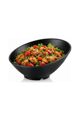 Modern Asimetrik Kase Tabak 24c M Büyük Boy Siyah,kırılmaz Dayanıklı Premium Salata Kasesi Siyah