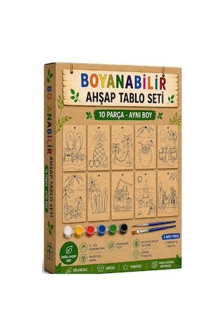 Ahşap Boyama Tabletler 10lu Set 10x15cm 10 Adet Tablet Boyama Figürü Etkinlik Çocuk Gelişim Motor Beceri Anasınıfı