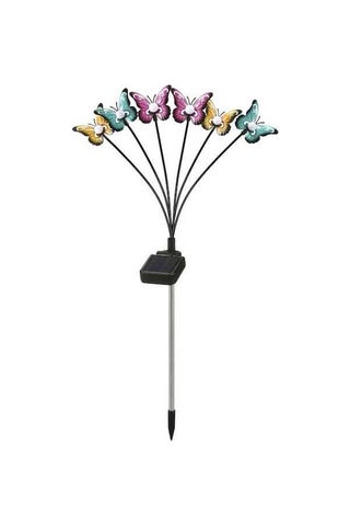 Fortunelane Güneş Enerjili Bahçe Lambası - Demir Kelebekler, 6 Ağızlı Isı Işığı, Ip65 Su Geçirmez, 8-15 Saat, 1 Adet Ilık Beyaz Ilık Beyaz