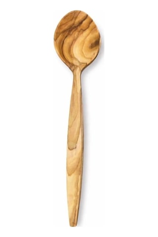 Doğal Zeytin Ağacı, El Yapımı Servis Kaşığı, 23 Cm, Ahşap, Kahverengi, Bpa Free, 1 Adet