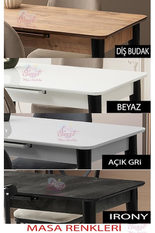 Mini 60 X 100 Milano Koyu Gri Mdf Ortadan Açılır Masa 4 Adet Simge Sandalye