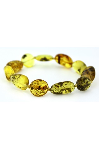 Kehribar Bileklik Amorf Tasarım Ambergold Blk23-142 Çok Renkli