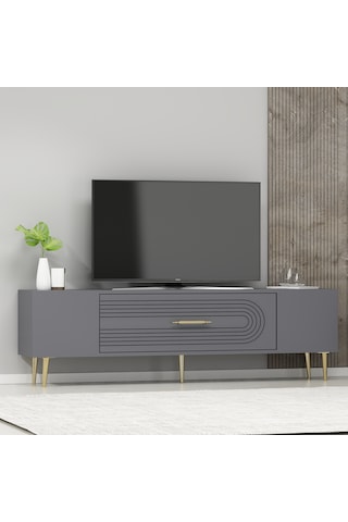 Dekol3ct Tv Sehpası Antrasit-altın