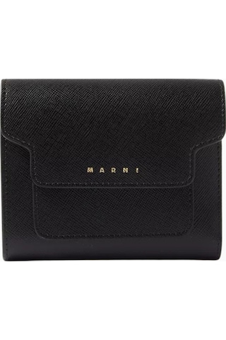 Marni Flap Saffiano Deri Cüzdan, Şık Ve Fonksiyonel Tasarım Siyah
