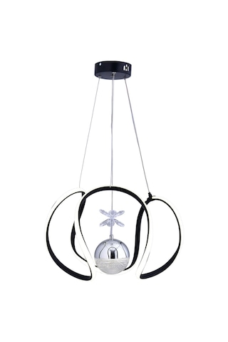 Elsa Tek Top Led Sarkıt Avize,siyah,3 Renk Yanabilen Led Avize, Modern Salon Oda Led Avize