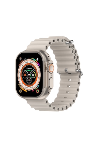 Caseonn Apple Watch Uyumlu Series 9 41mm Kordon Suya Dayanıklı Okyanus Silikon Kayış Bej