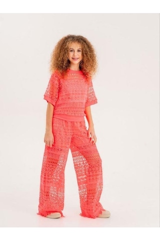 Zekids Kız Çocuk Dantel Pantolon-13930-neon Pembe Neon Pembe