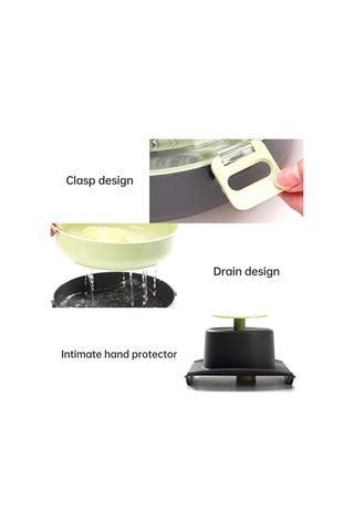 Teltree Ev Ofisi Mutfak Yeşil El Kesici, Potato Patates Havuçu Ispanak Kıyma, Dilimleme, Kırpma, Parçalama, 9 Farklı Bıçaklı, El Koruyucu, Sulama Separatorlu, 29.5cm, Abs+pp+paslanmaz Çelik