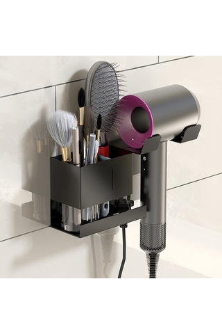 Lichen Saç Kurutma Makinesi Saklama Rafı, Banyo Lavabosu, Banyo Siyah