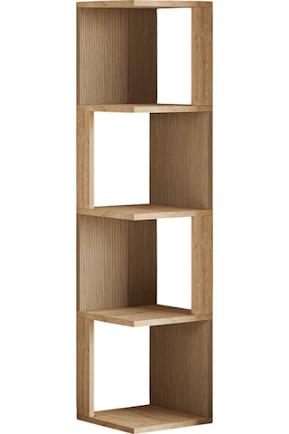 Herry Köşe Kitaplık Dekoratif Raf Ünitesi, Modern Kütüphane Sıcak Meşe/safir Meşe