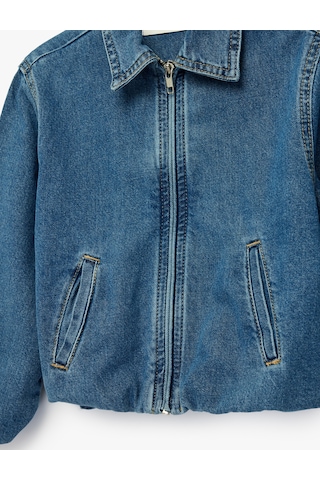 Koton Pamuklu Uzun Kollu Cepli Fermuarlı Denim Ceket Orta İndigo 6skg20005ad İndigo