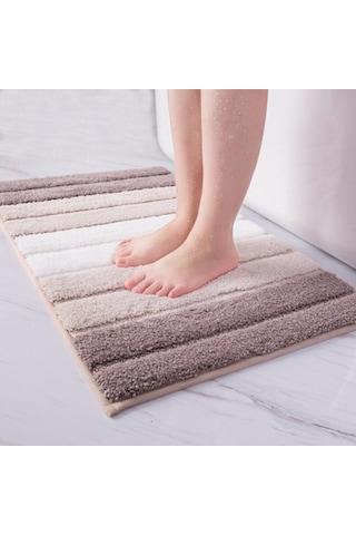 Gri Mengnı Kaymaz Banyo Paspası Zeminde Basit Çizgili Emici Halı Banyo Halı Paspaslar Mutfak Banyo Aksesuarları İçin 50cm 80cm Gri
