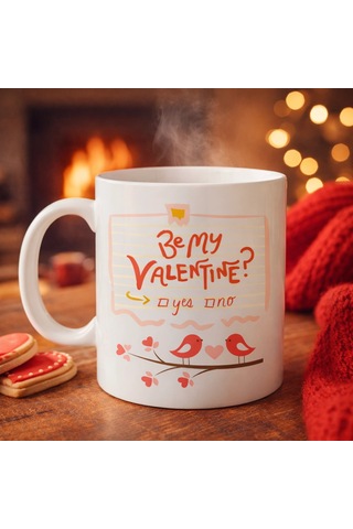Be My Valentine Porselen Kupa Model 7 - Sevgililer Günü Hediyesi-aşk Temalı Sevimli Kupa
