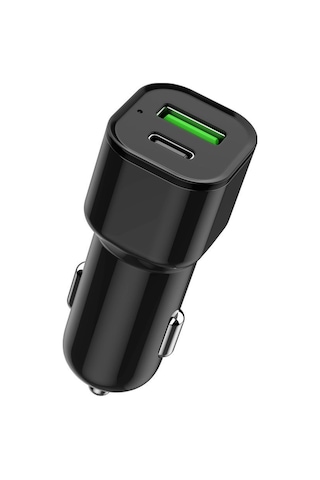 38w Type-c + Usb 2 Girişli Süper Hizli Araç Şarj Cihazi Şarj Başliği