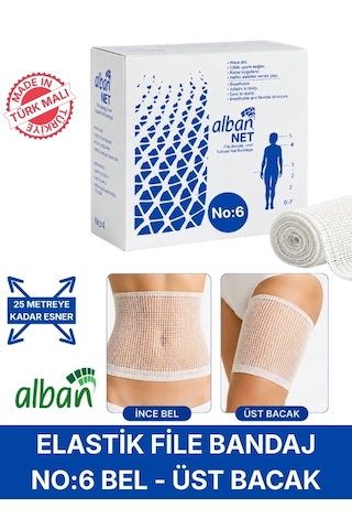 Elastik File Bandaj, No:6 Omuz Ve Diz, Esnetince 25m'ye Kadar Uzayan Tübüler Net Bandaj