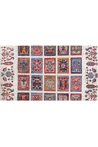 Piksel Halı Beyaz Patchwork Dijital Baskı Halı Çok Renkli