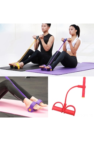 Xiyyadms Kırmızı Renkli Ayaklı Geri Çekim Cihazı - Esnek Tellerle Pilates Ve Fitness Egzersizleri Kırmızı