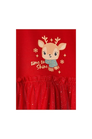LC Waikiki Alıta Cıty Farkıyla Lcw Kids Kırmızı Penye Baskılı Kız Çocuk Elbise Kirmizi - 928249897 Kirmizi