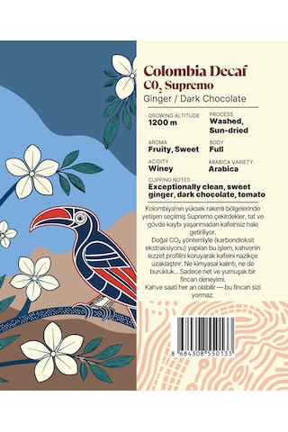 Colombia Decaf Co2 Supremo Yöresel Filtre Kahve 250 Gr. Çekirdek Kahve
