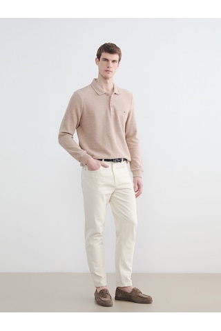 Lcwaıkıkı Classic Bej Polo Yaka Erkek Sweatshirt