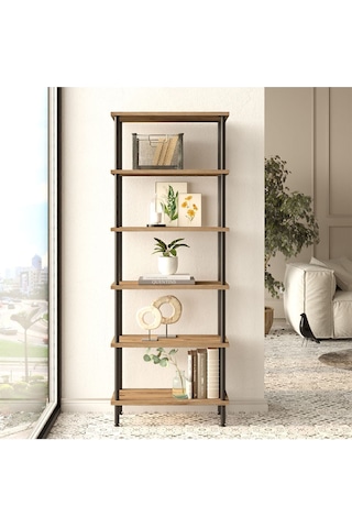 Versa Metal Kitaplık 6 Raflı 158cm Atlantik Çam Ver3-a Atlantik Çam